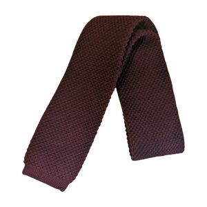 Burgundy Red Wool Knit Tie Vintage 50s Thin